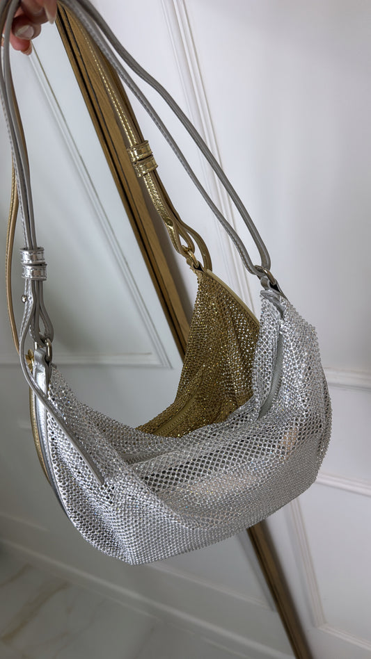 QUINN silver chainmail shoulder bag
