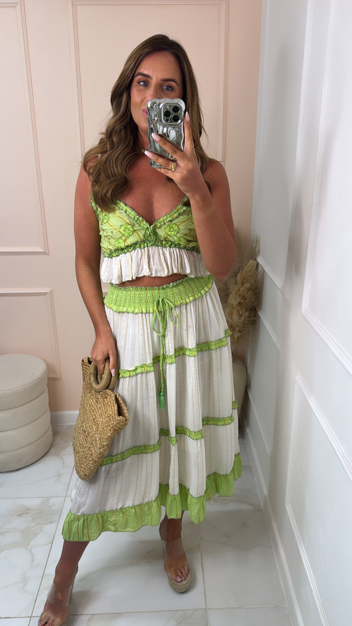PHILLIPA lime gypsy skirt co-ord