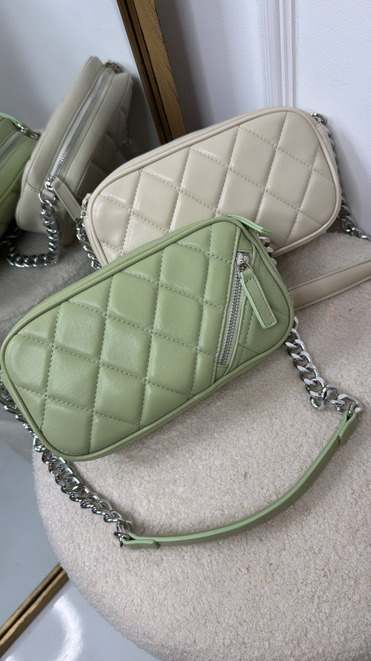 SHELBY sage quilted chain bag