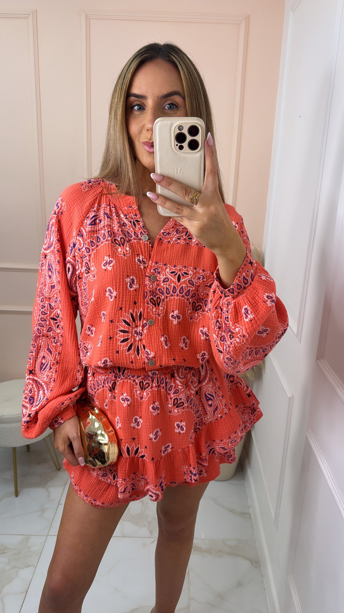 JOJO coral bandana print skort co-ord