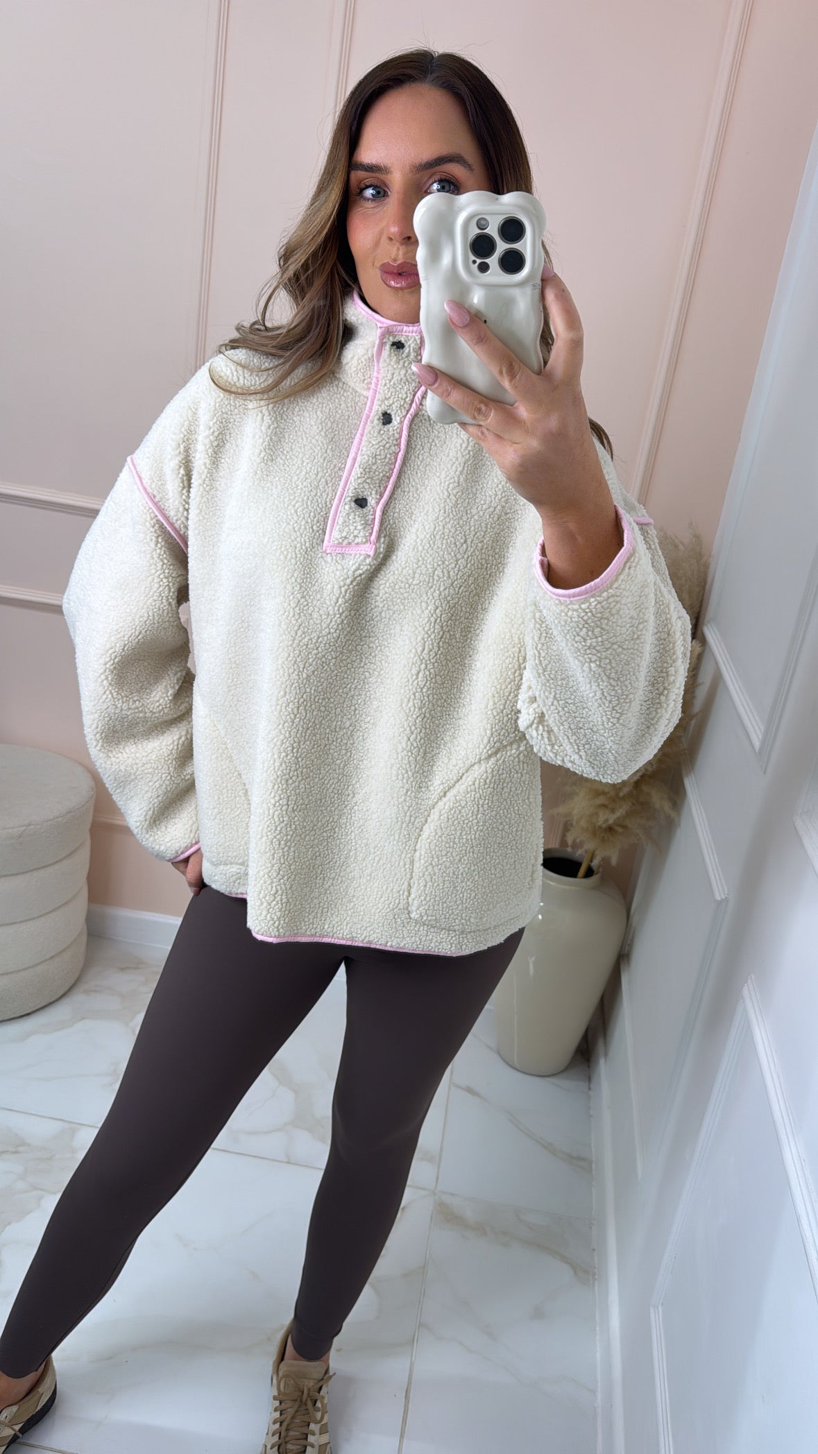 IZZY beige & pink teddy jacket