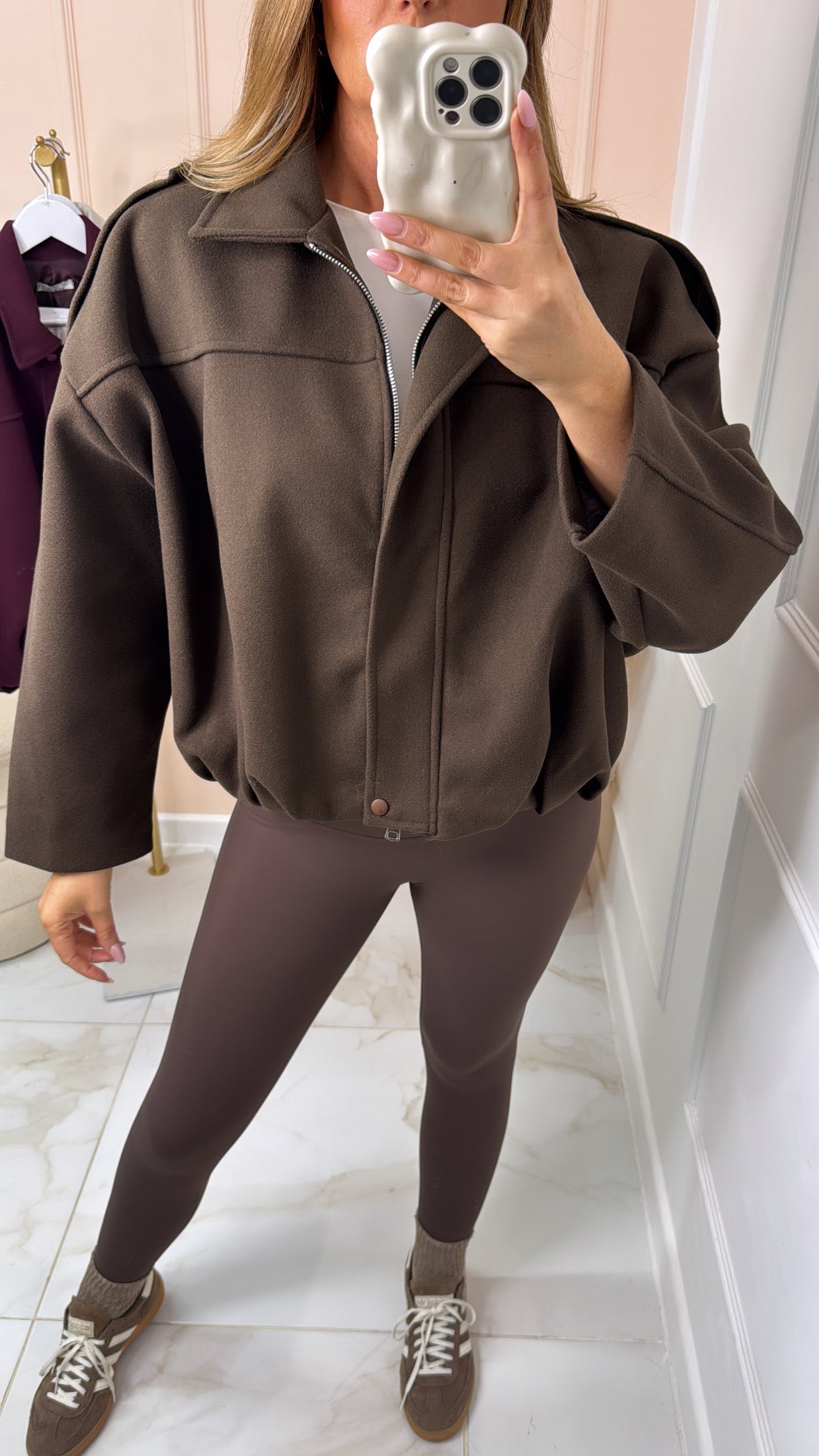 NALA brown boxy bomber jacket