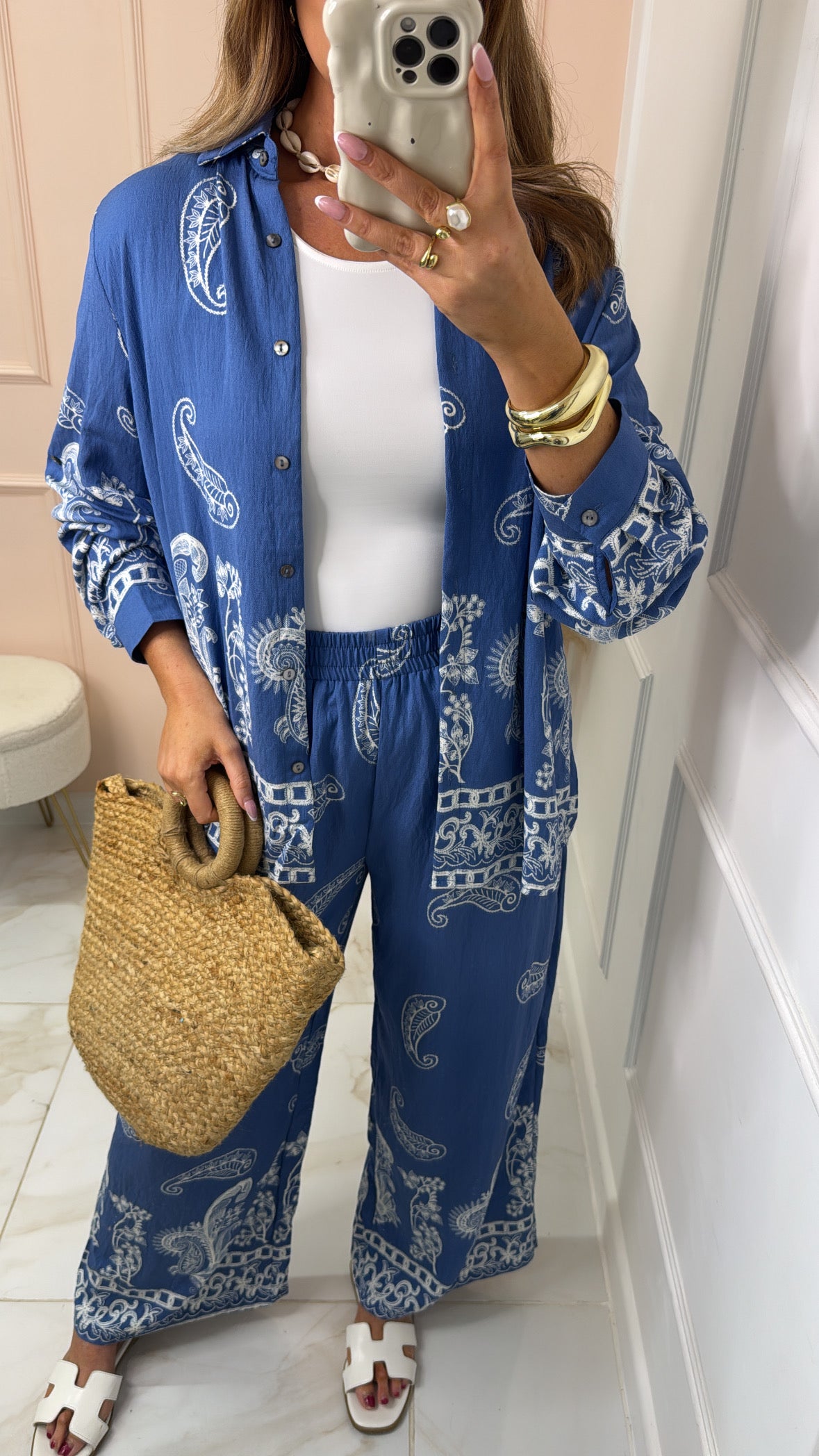 MABEL blue paisley print trouser set