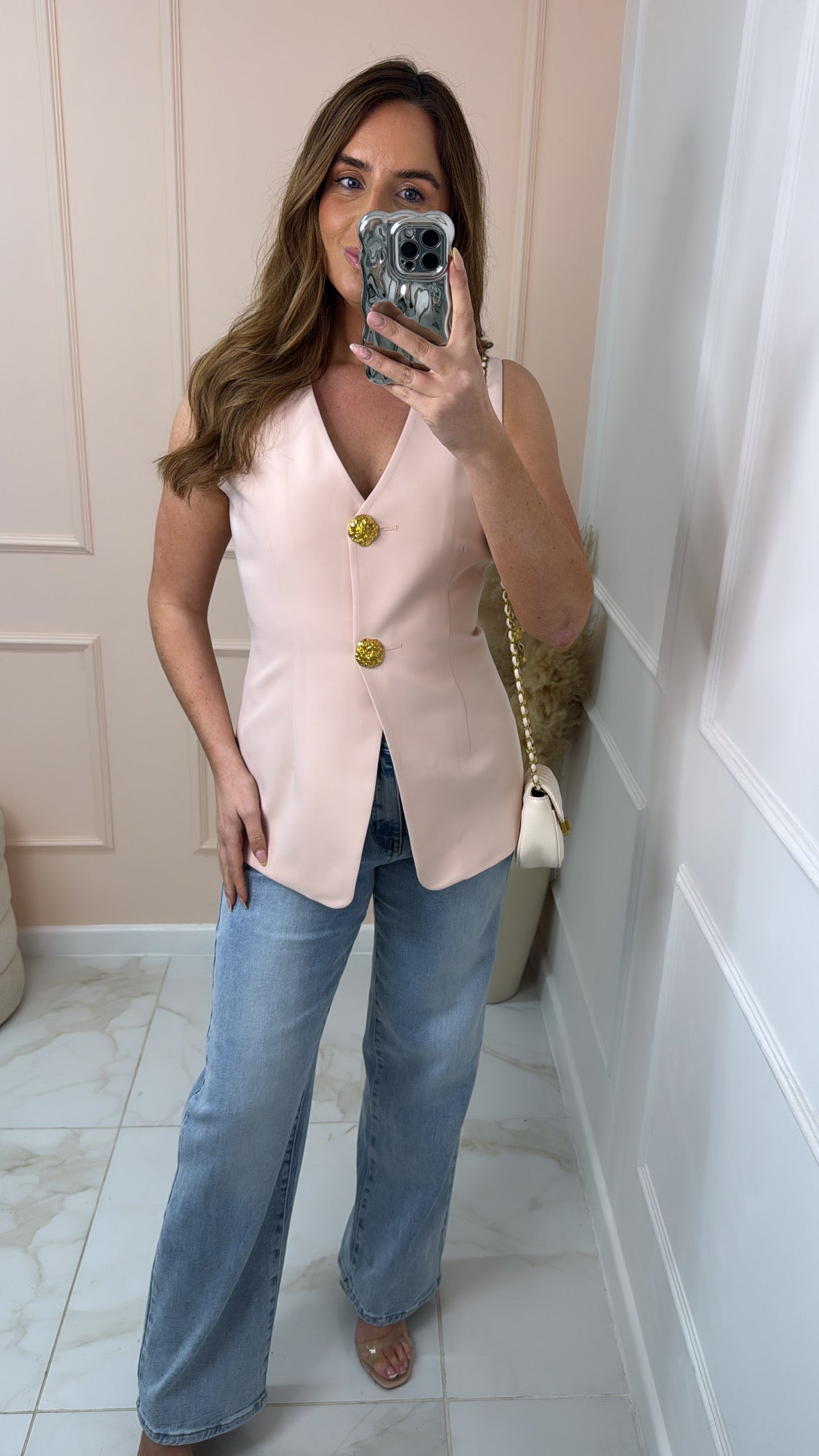 JASMINE pink tailored waistcoat