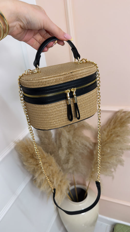 LOTTIE black woven vanity box bag