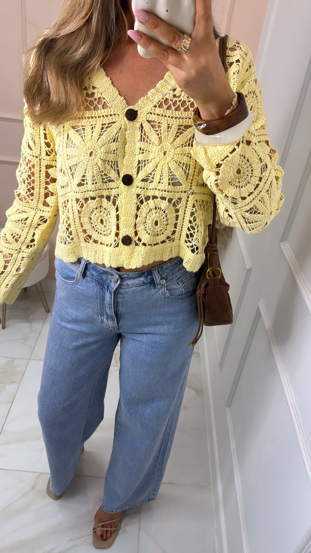LARA lemon crochet cardigan
