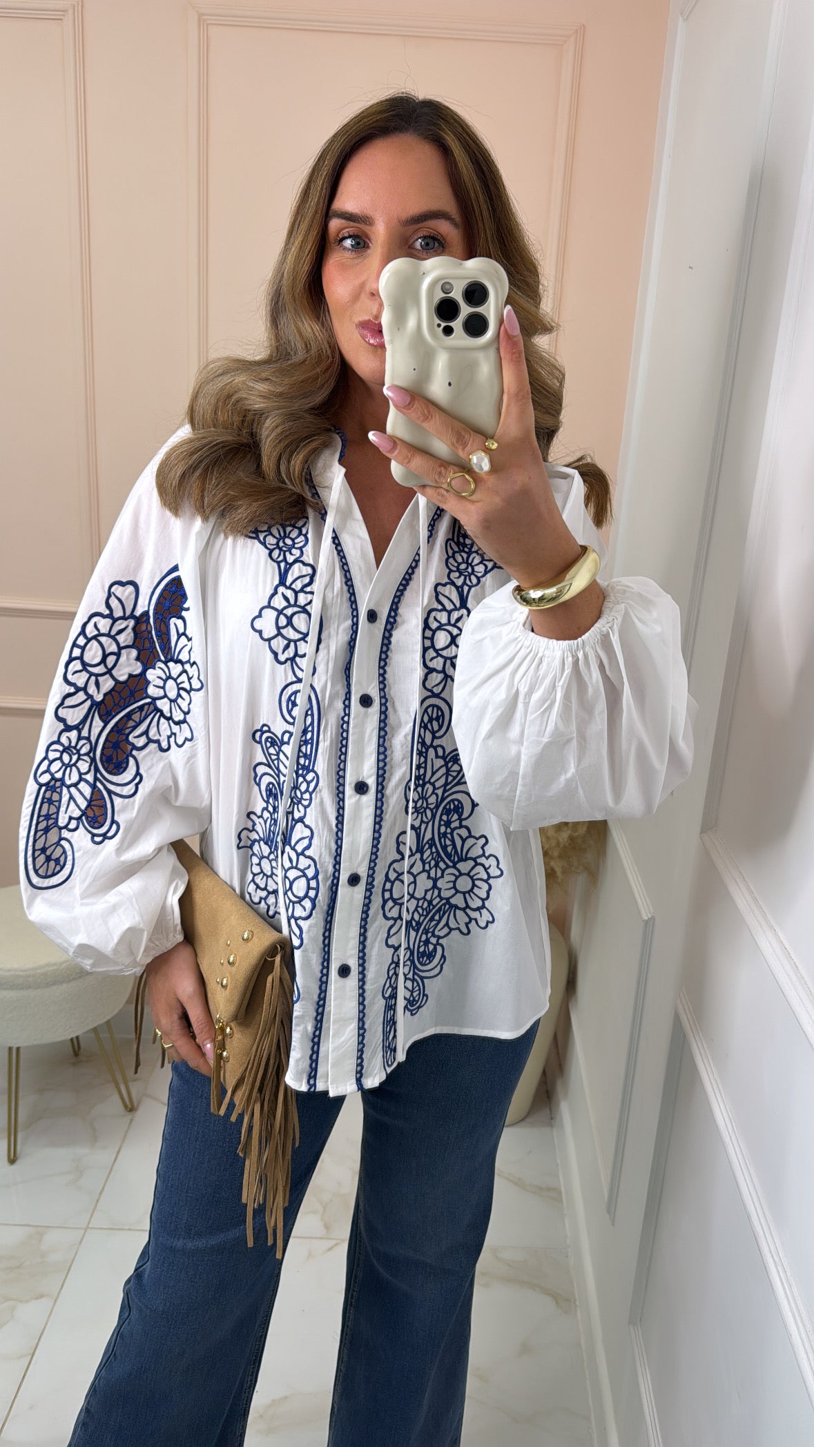 LOLA white embroidered blouse