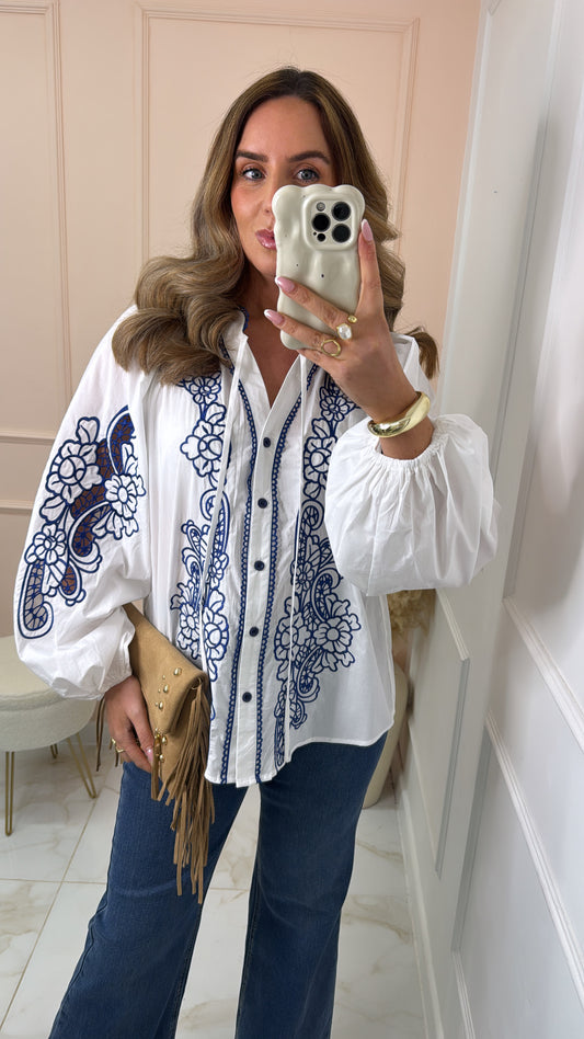 LOLA white embroidered blouse