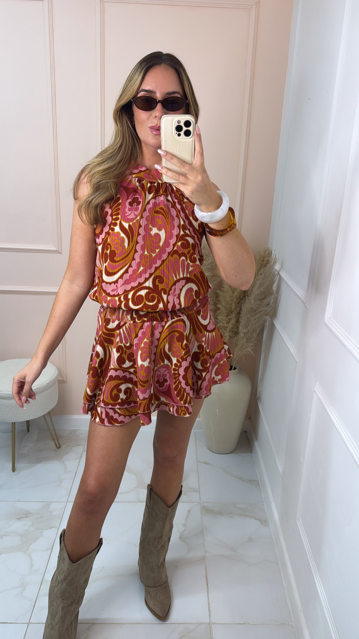 REYA abstract rara boho mini dress