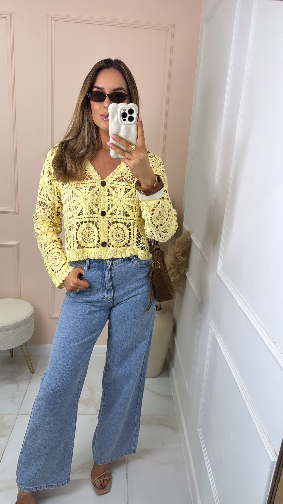 LARA lemon crochet cardigan