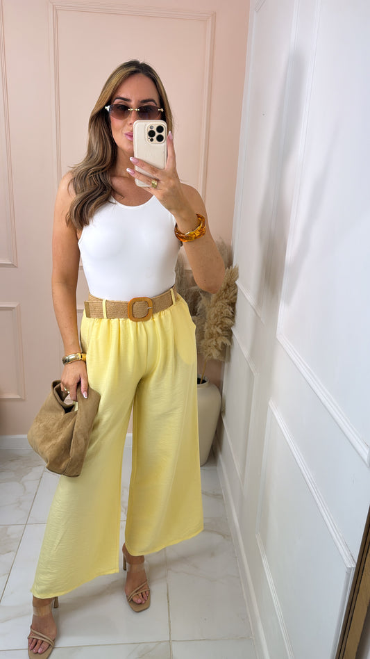 BELLE lemon chiffon trouser with woven belt