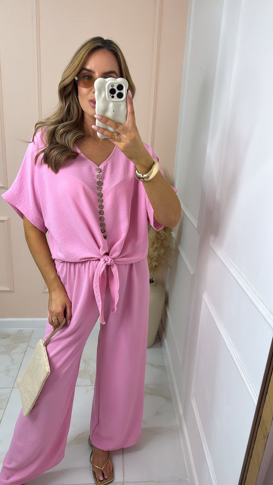 PENELOPE pink tie front trouser set