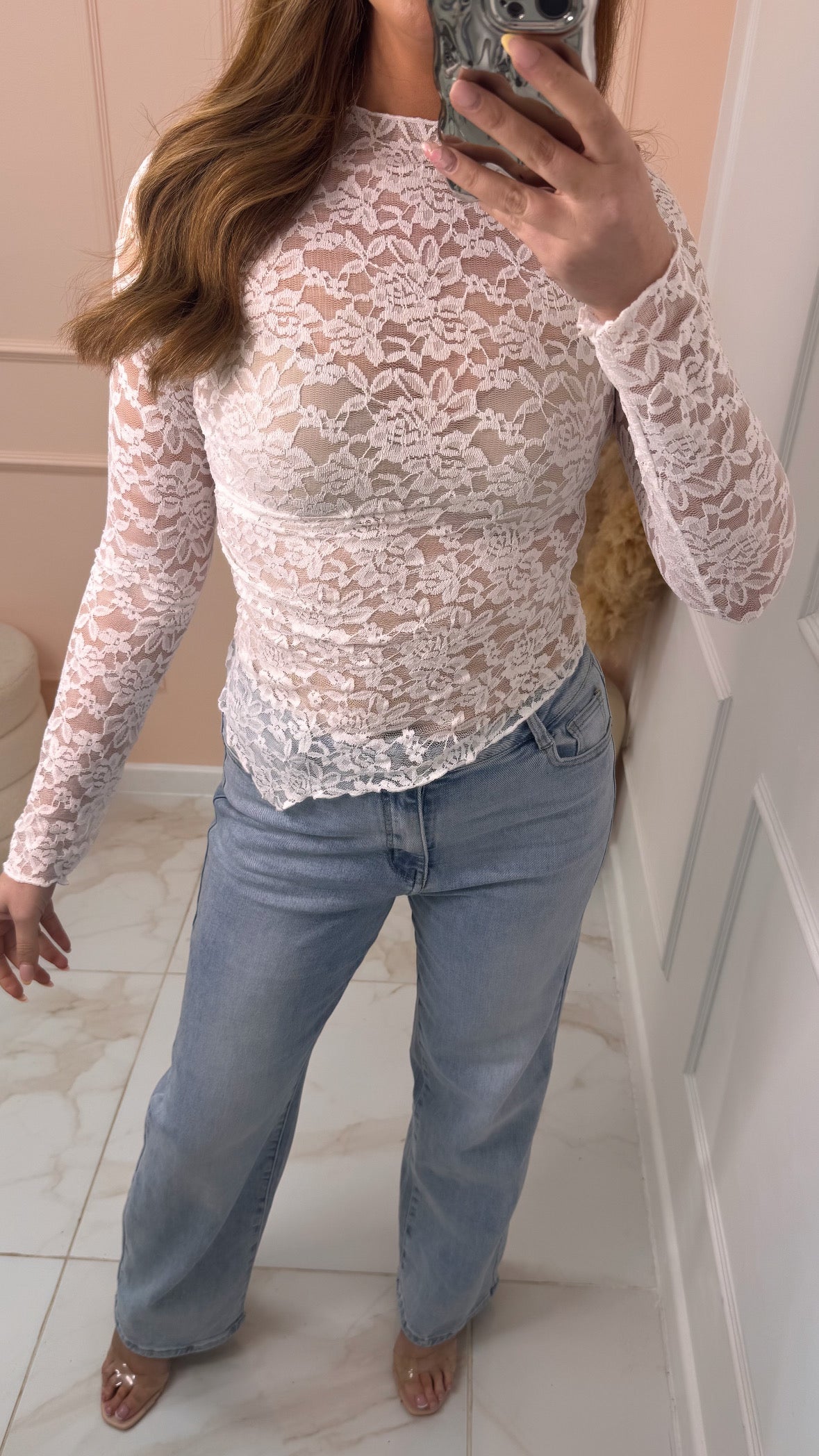 EMMA white lace asymmetric top