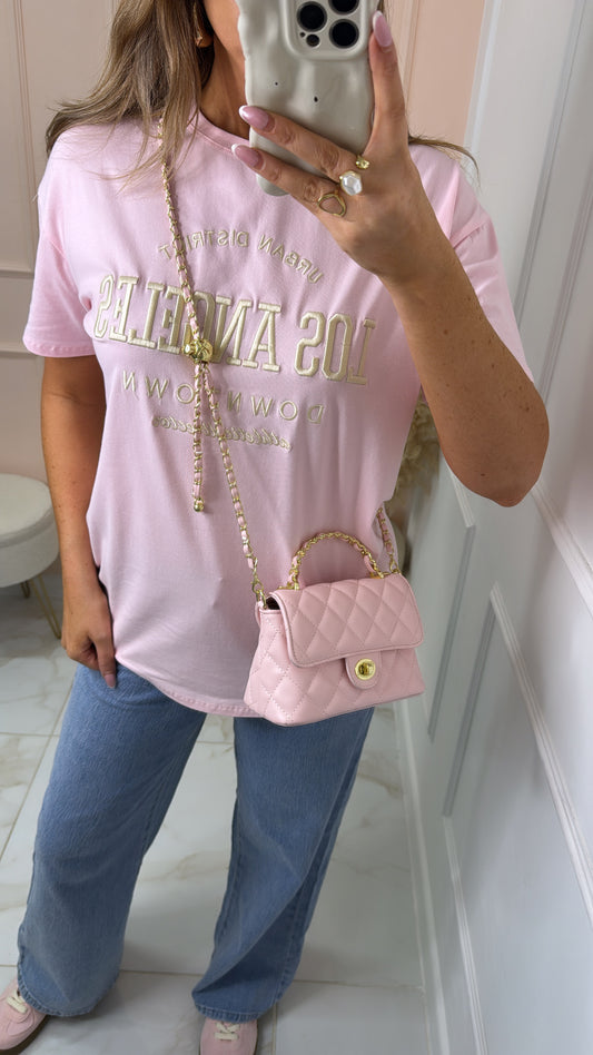 EDEN pink los angeles embroidered tshirt