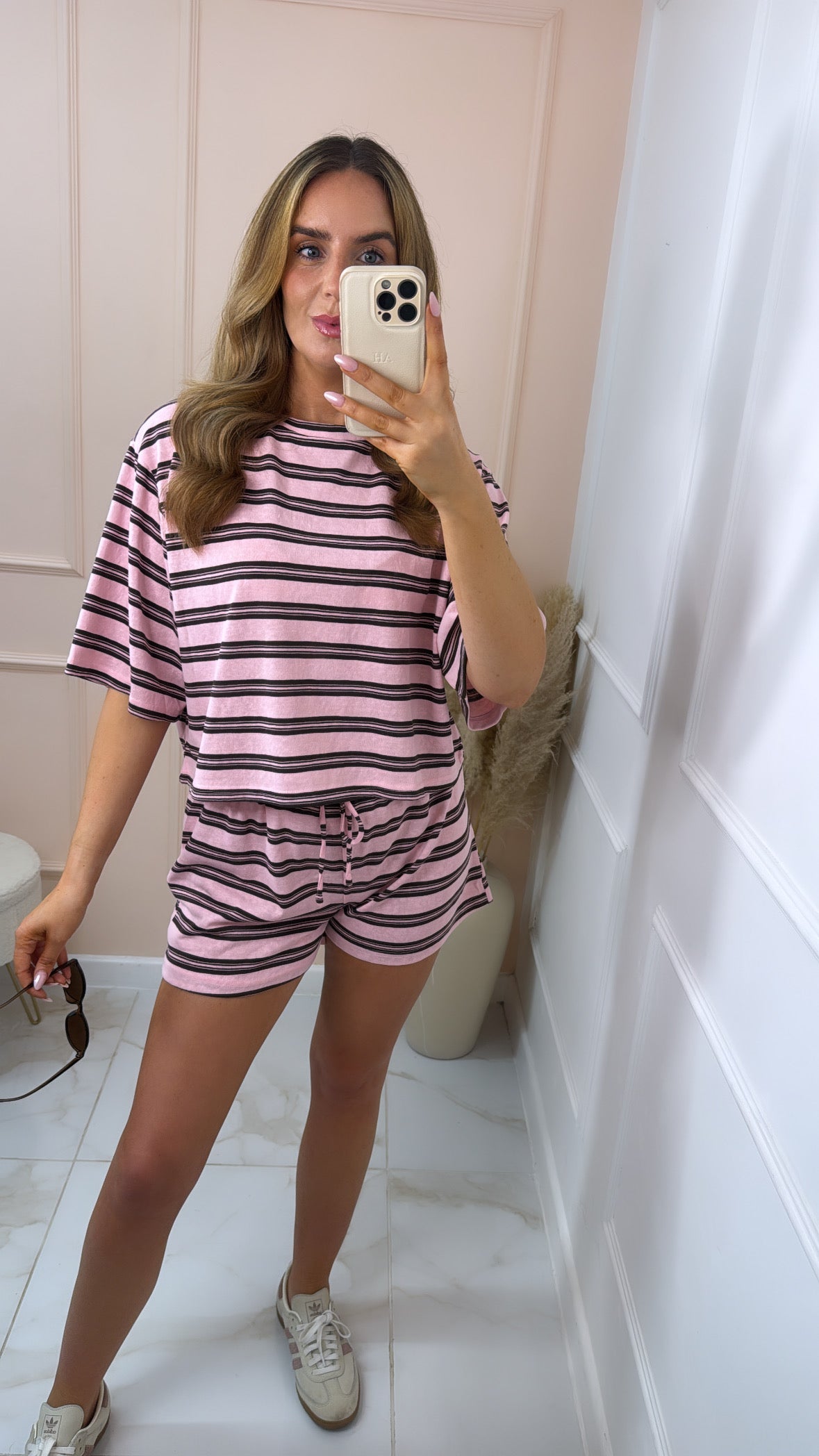 ROSIE pink stripe short set