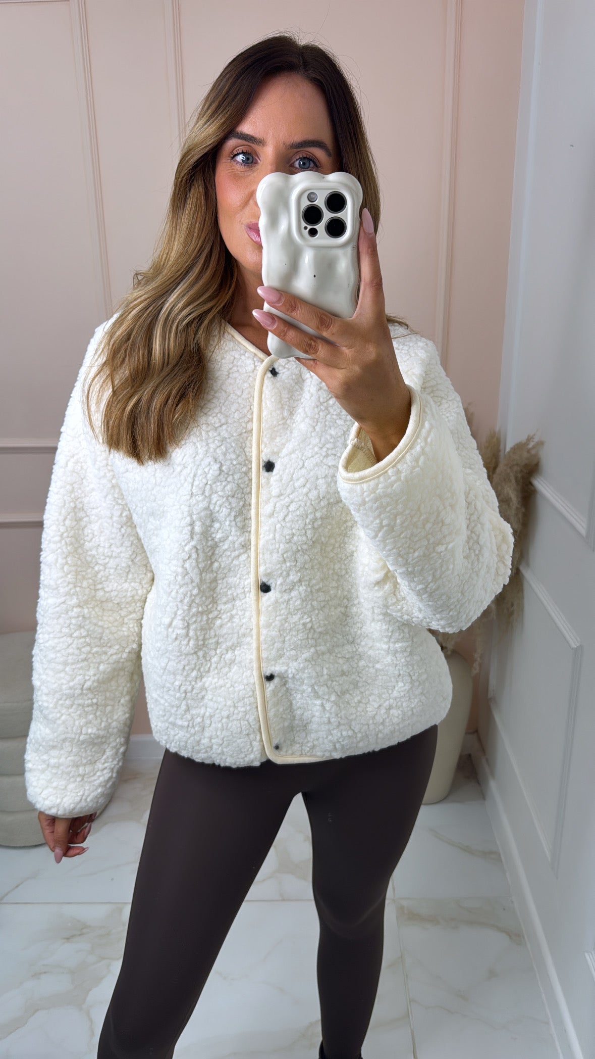 MORGAN cream teddy jacket