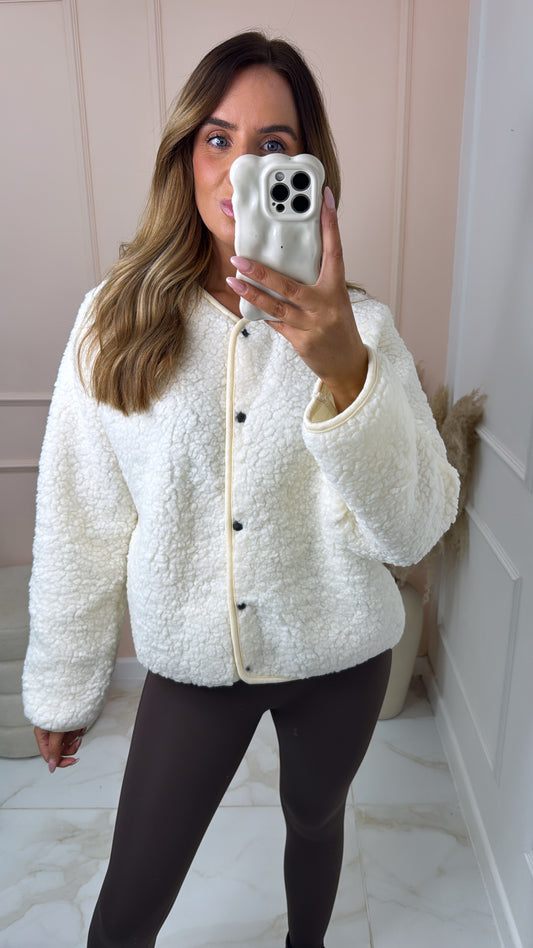 MORGAN cream teddy jacket