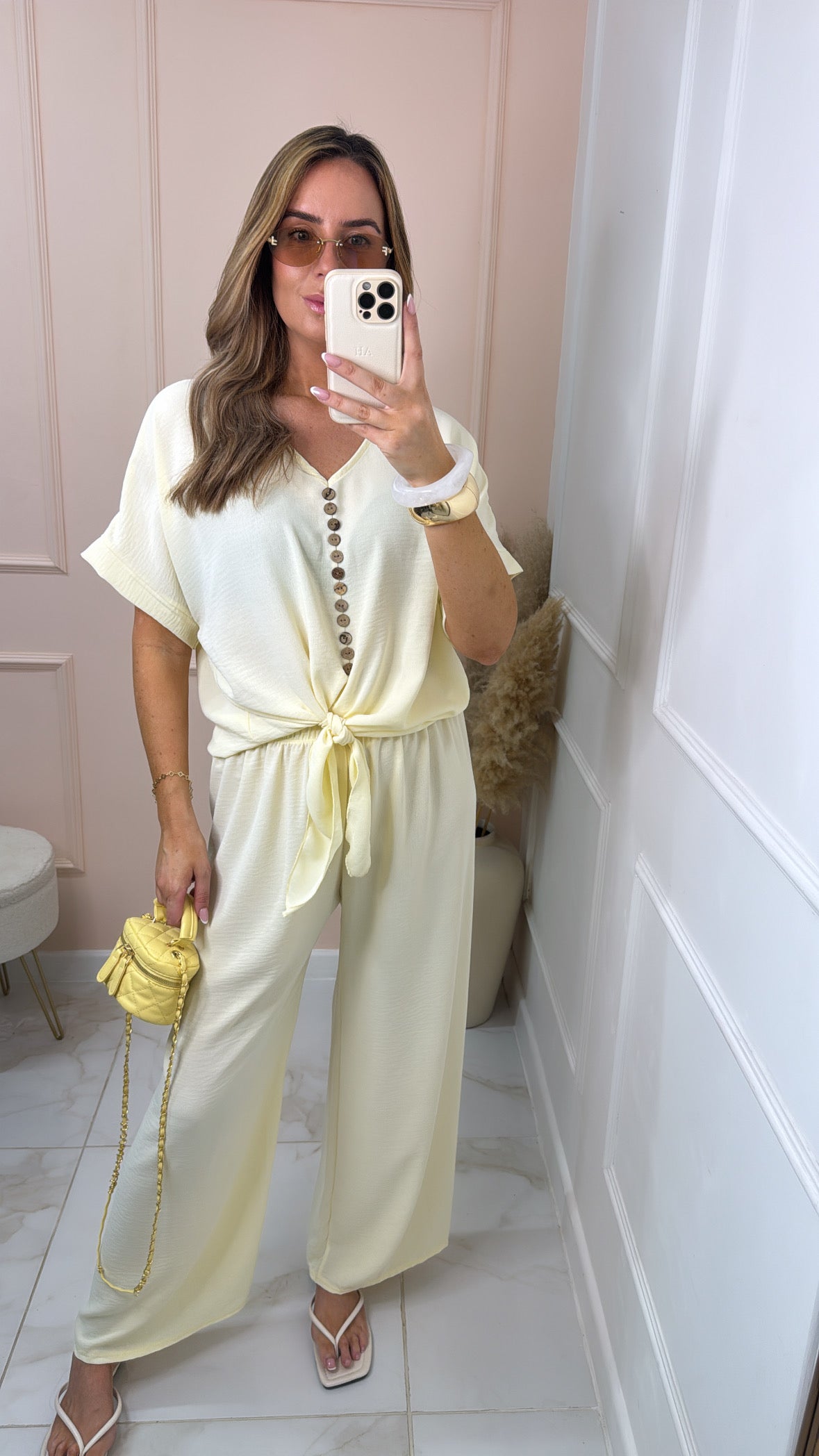 PENELOPE lemon tie front trouser set