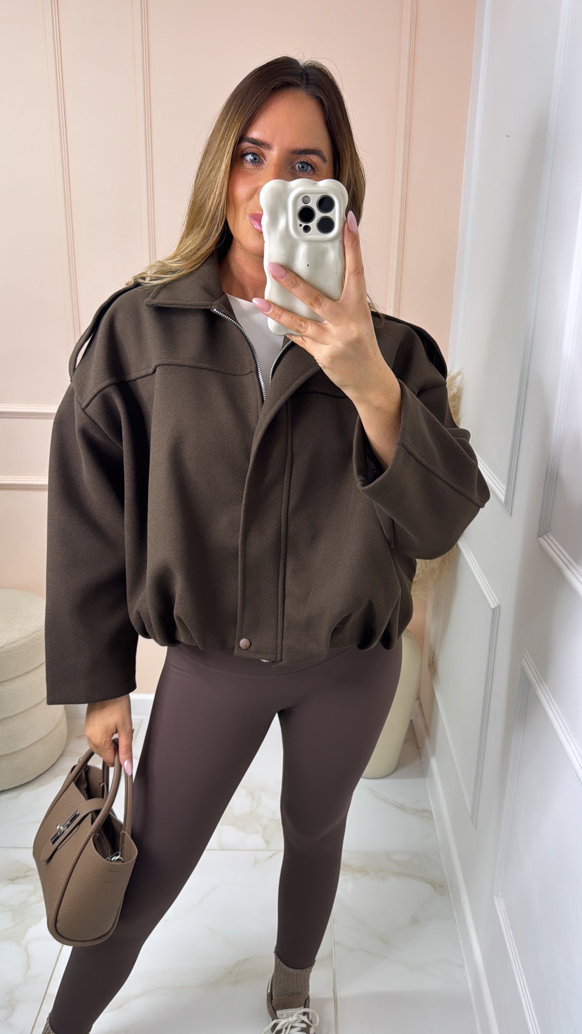NALA brown boxy bomber jacket