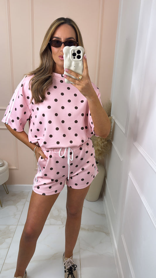 CICI pink polka dot short set