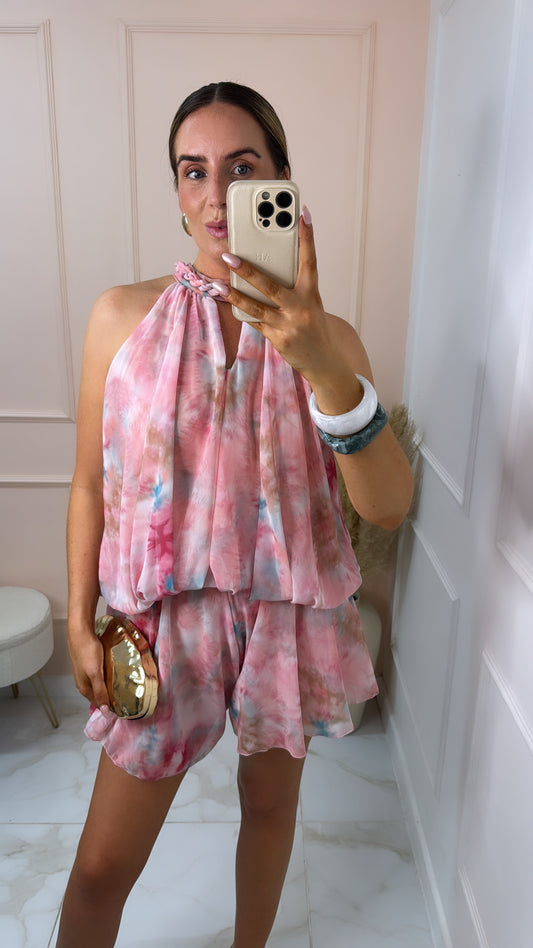 MIA pink tie dye playsuit