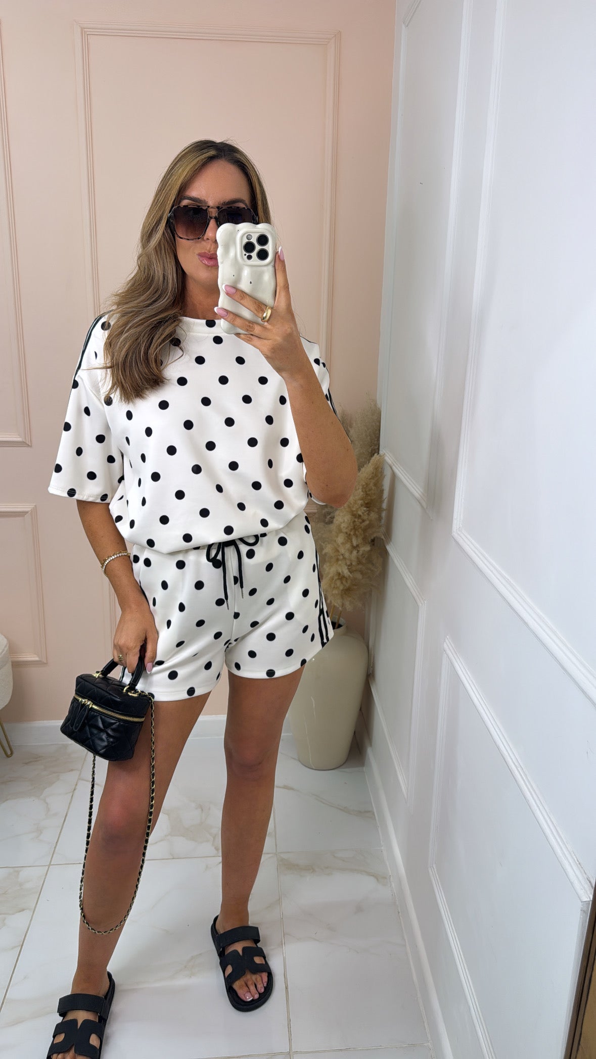 CICI white polka dot short set