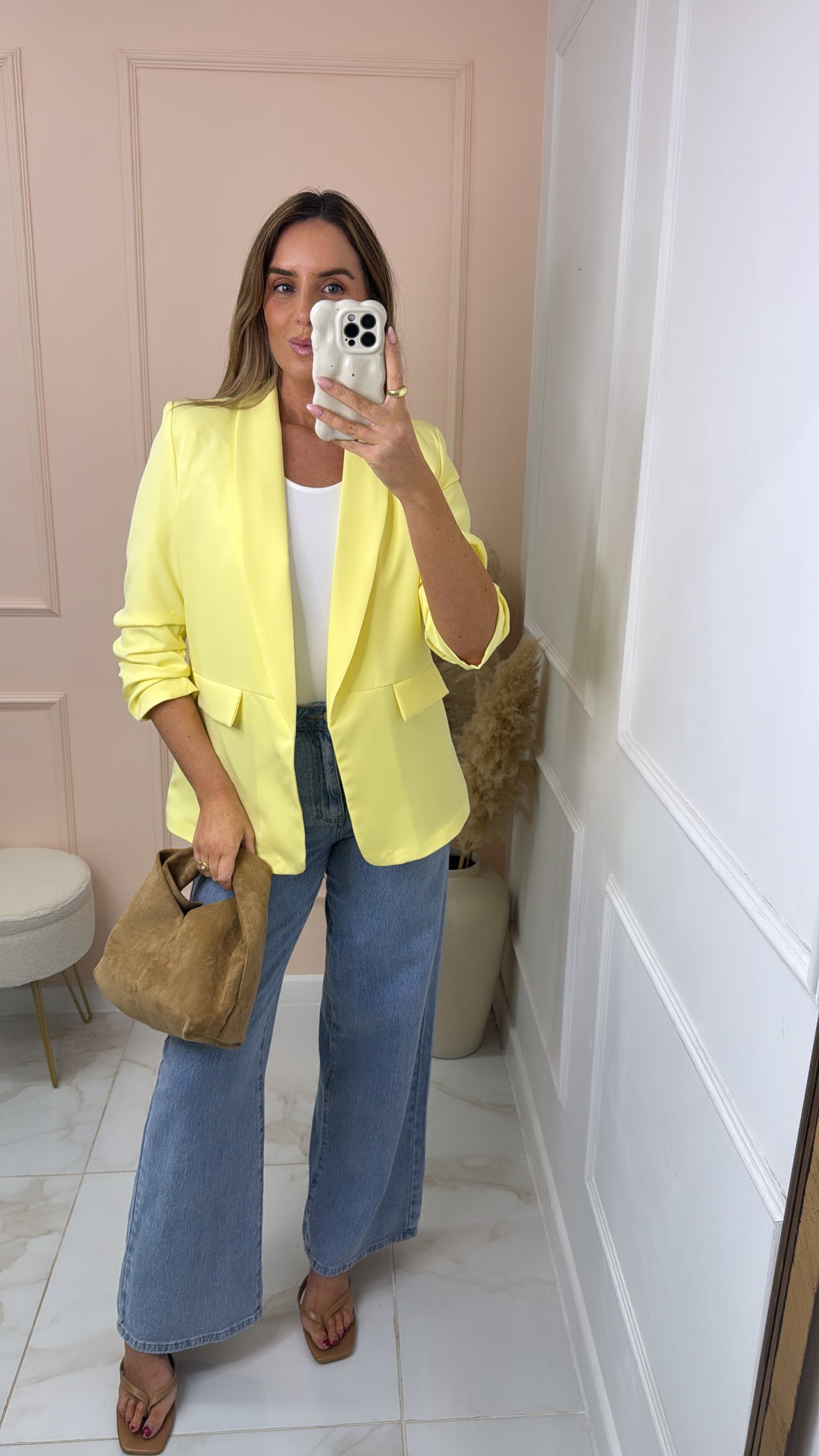 FREYA lemon ruched sleeve blazer