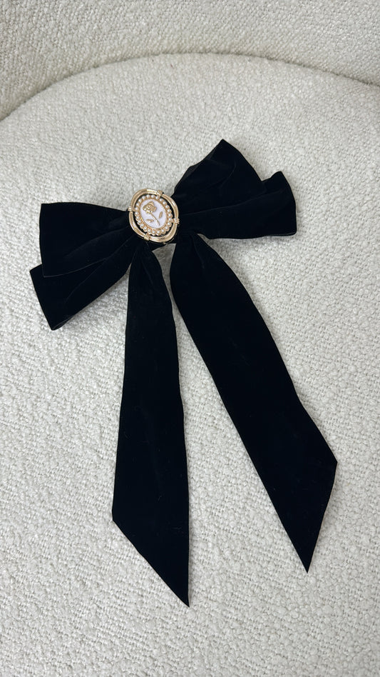 LIZZI black velvet rose detail bow