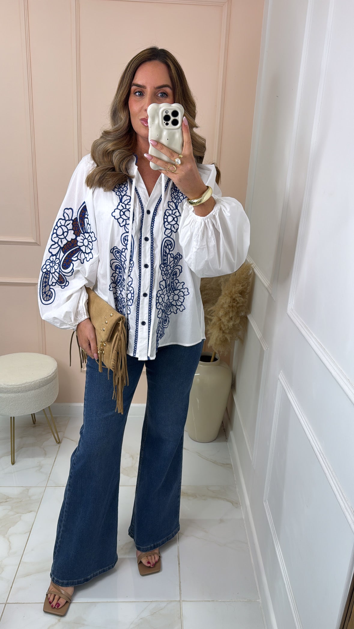 LOLA white embroidered blouse