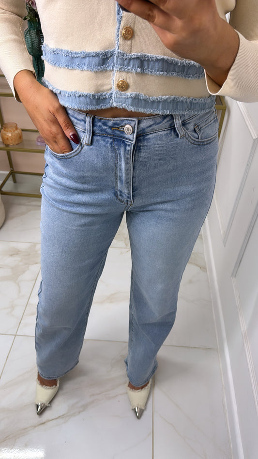 DARCIE light wash high waisted straight leg jeans