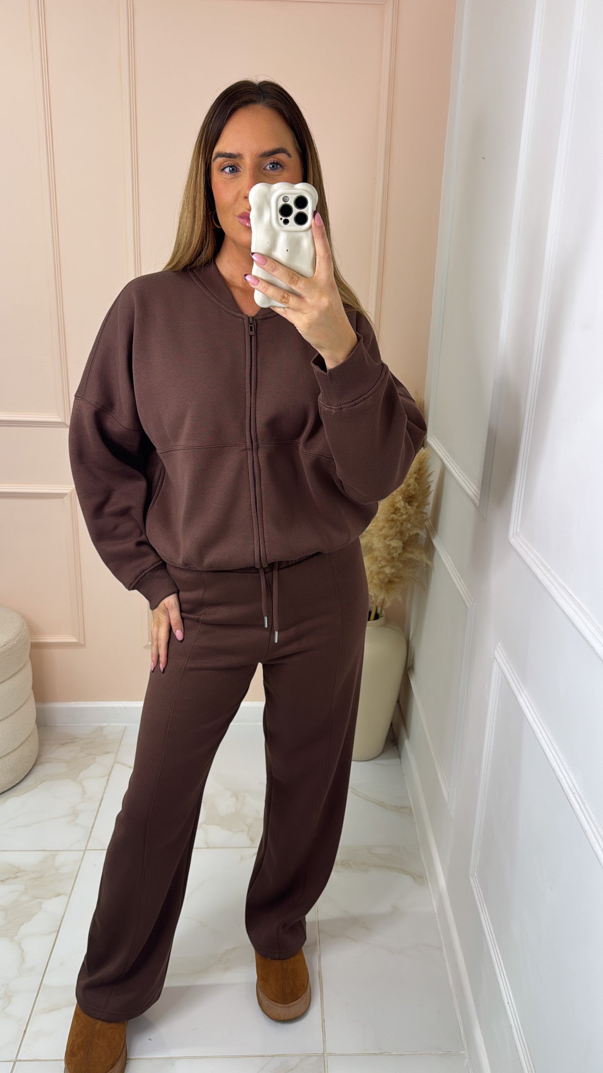 SHAUNA brown bomber lounge set