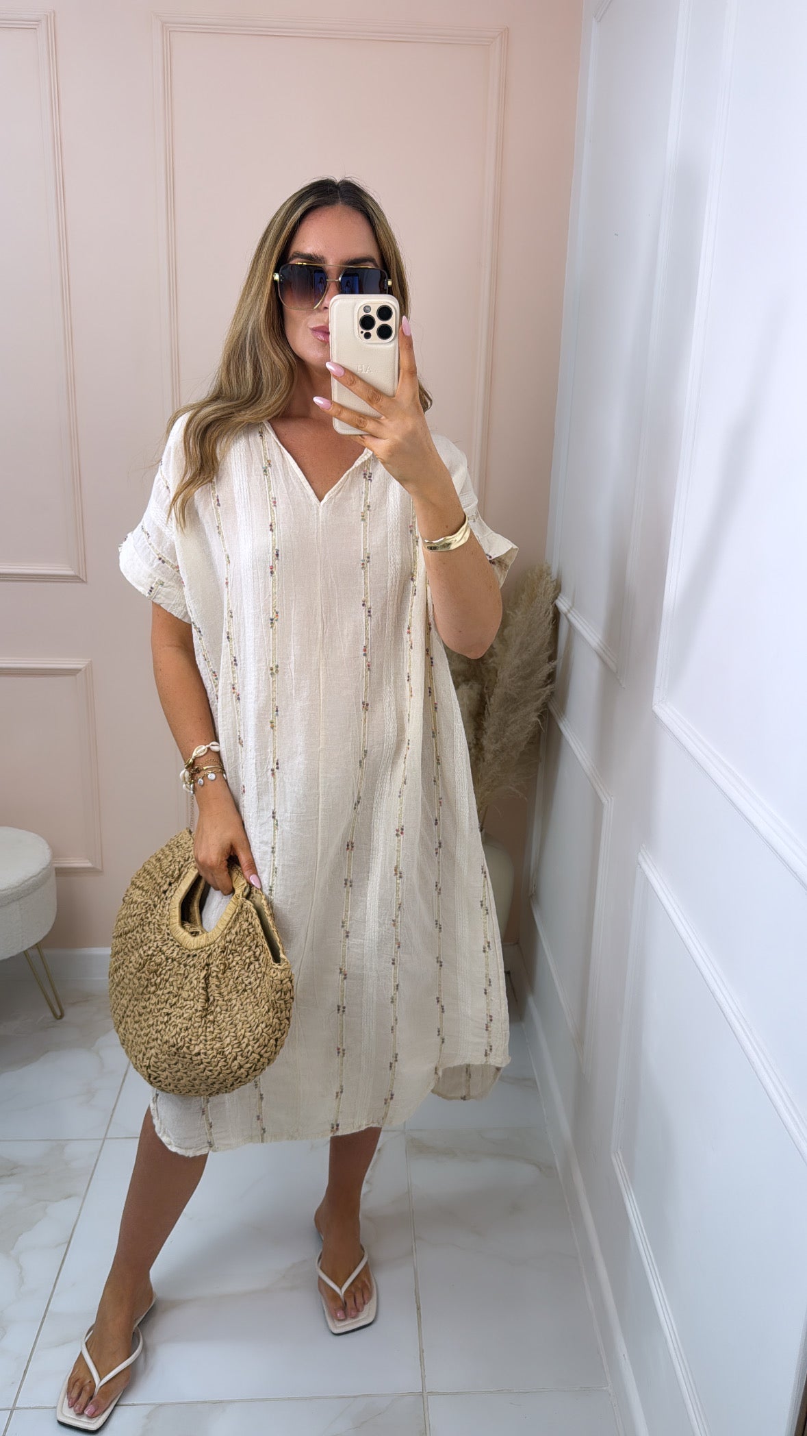 IYLA beige cheesecloth tunic summer dress