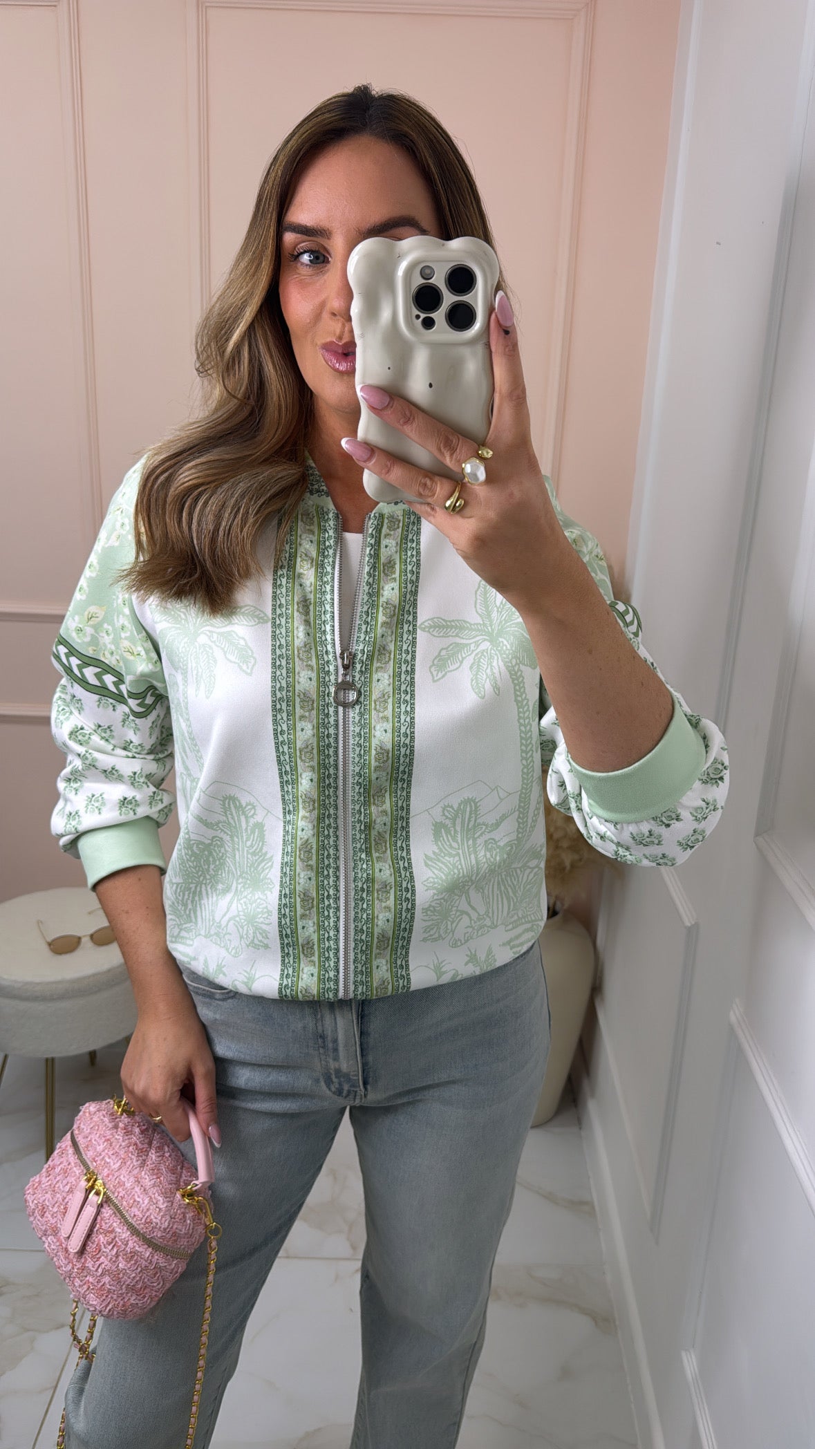 DARYL mint printed bomber jacket