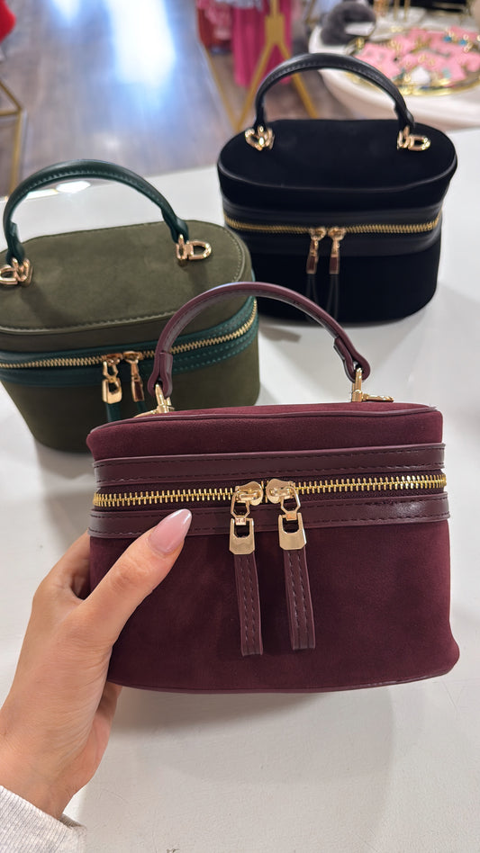 FRANKIE burgundy suede crossbody bag