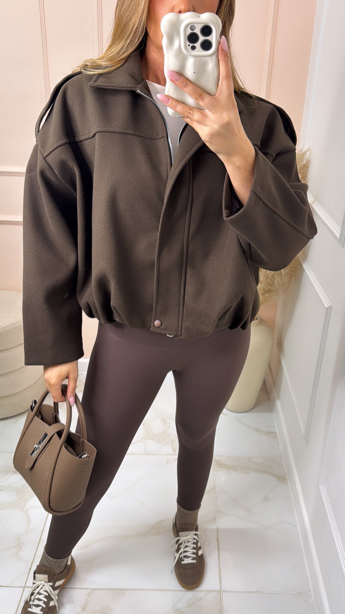 NALA brown boxy bomber jacket