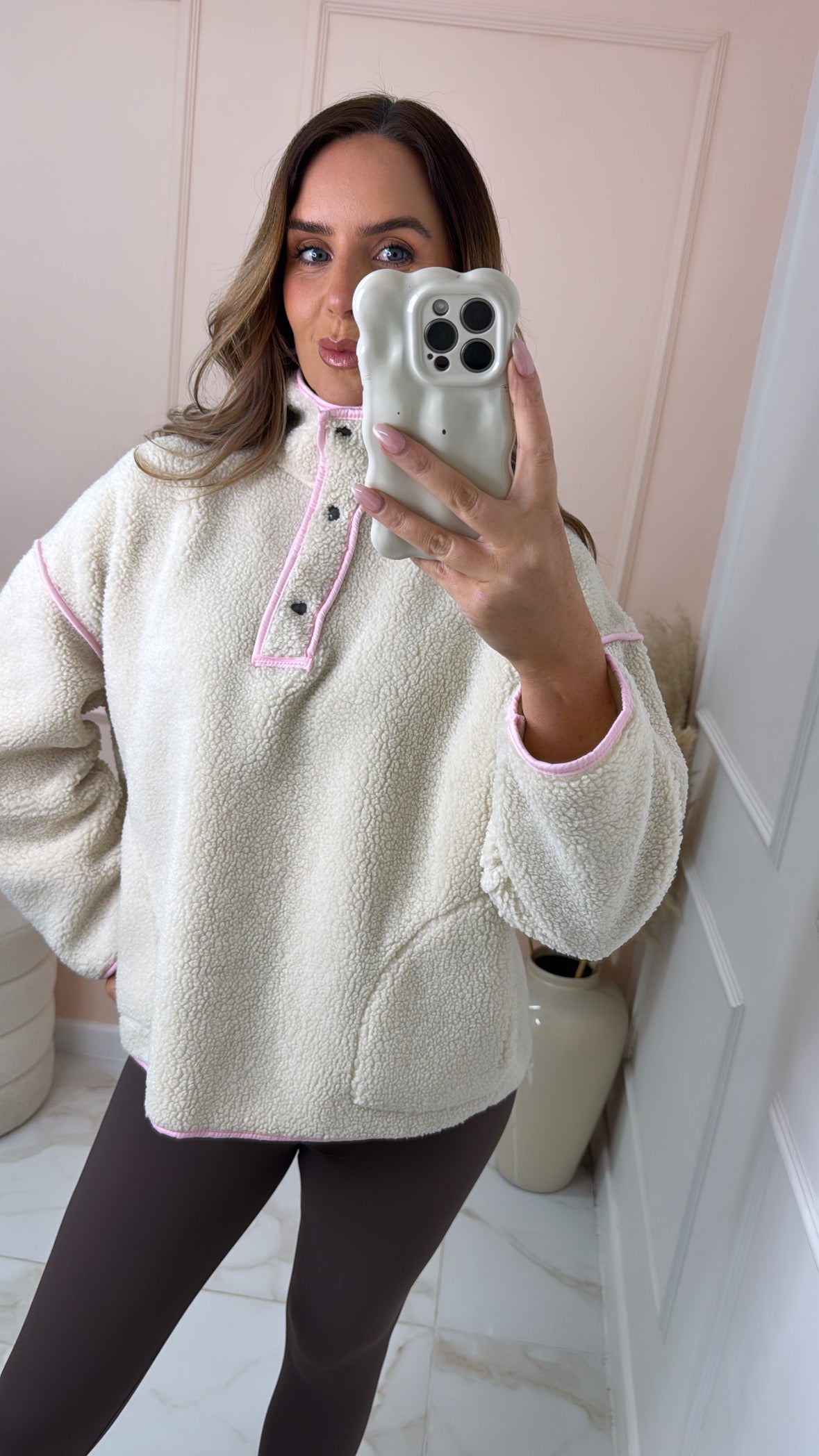 IZZY beige & pink teddy jacket