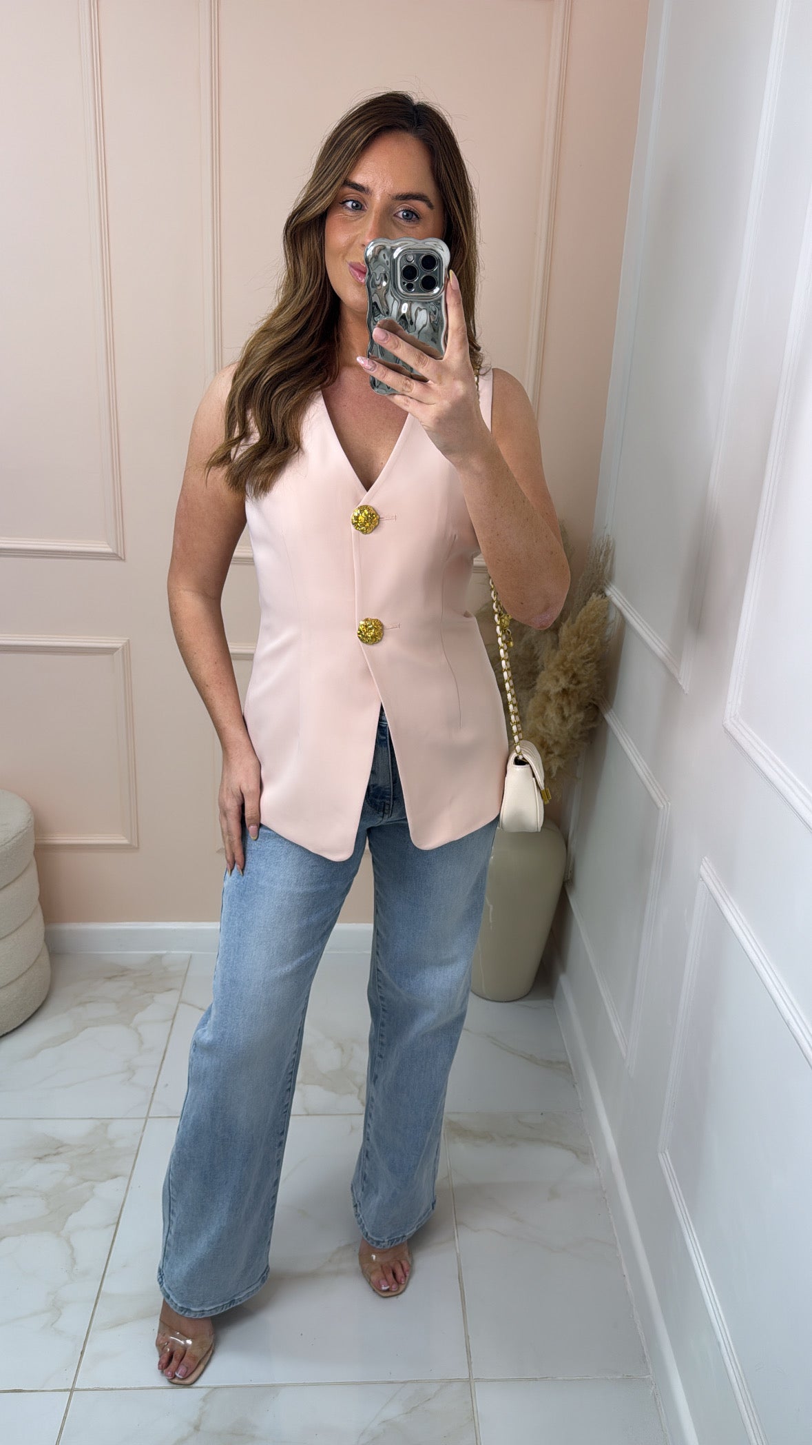 JASMINE pink tailored waistcoat