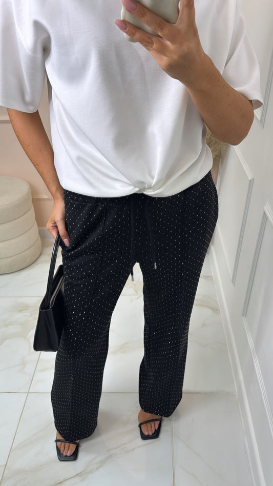 ZOE black pintuck studded trousers