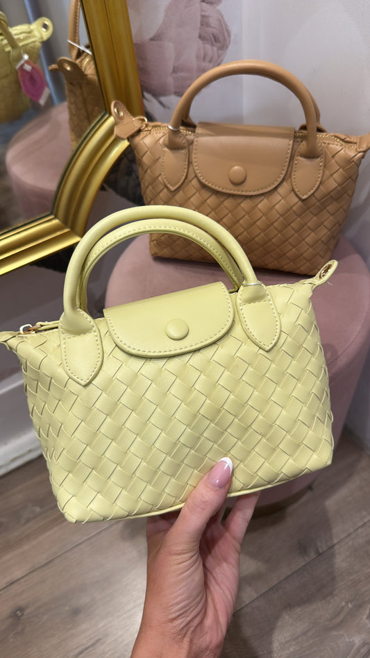 ABBIE lemon woven grab bag