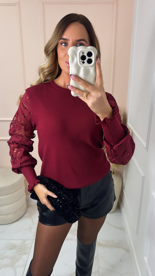 MERCY burguny lace sleeve jumper