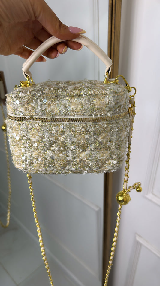 SIENNA cream tweed crossbody bag