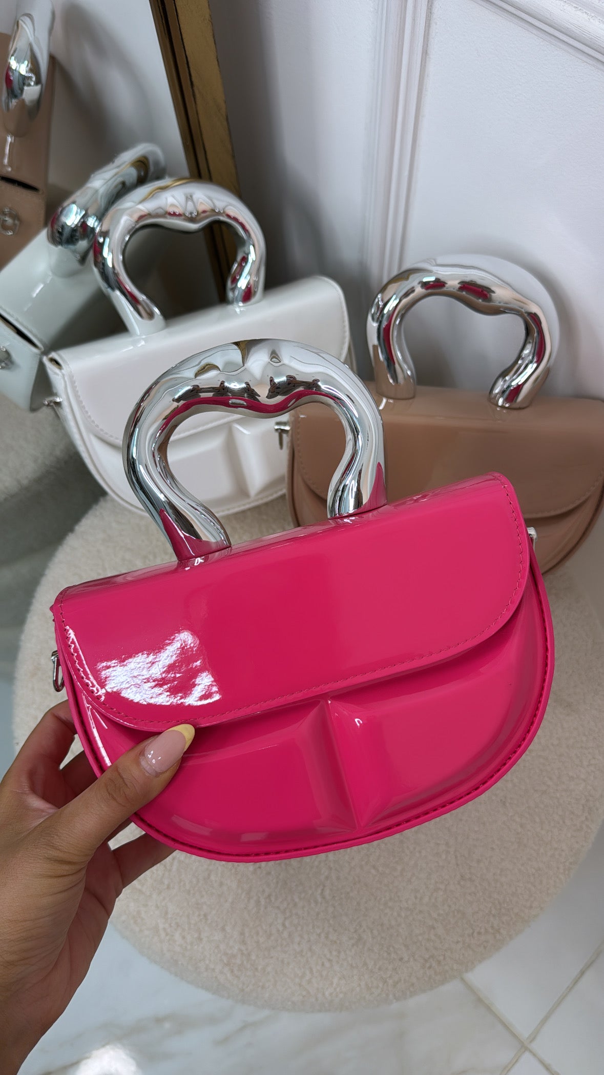 MAEVE hot pink patent grab bag