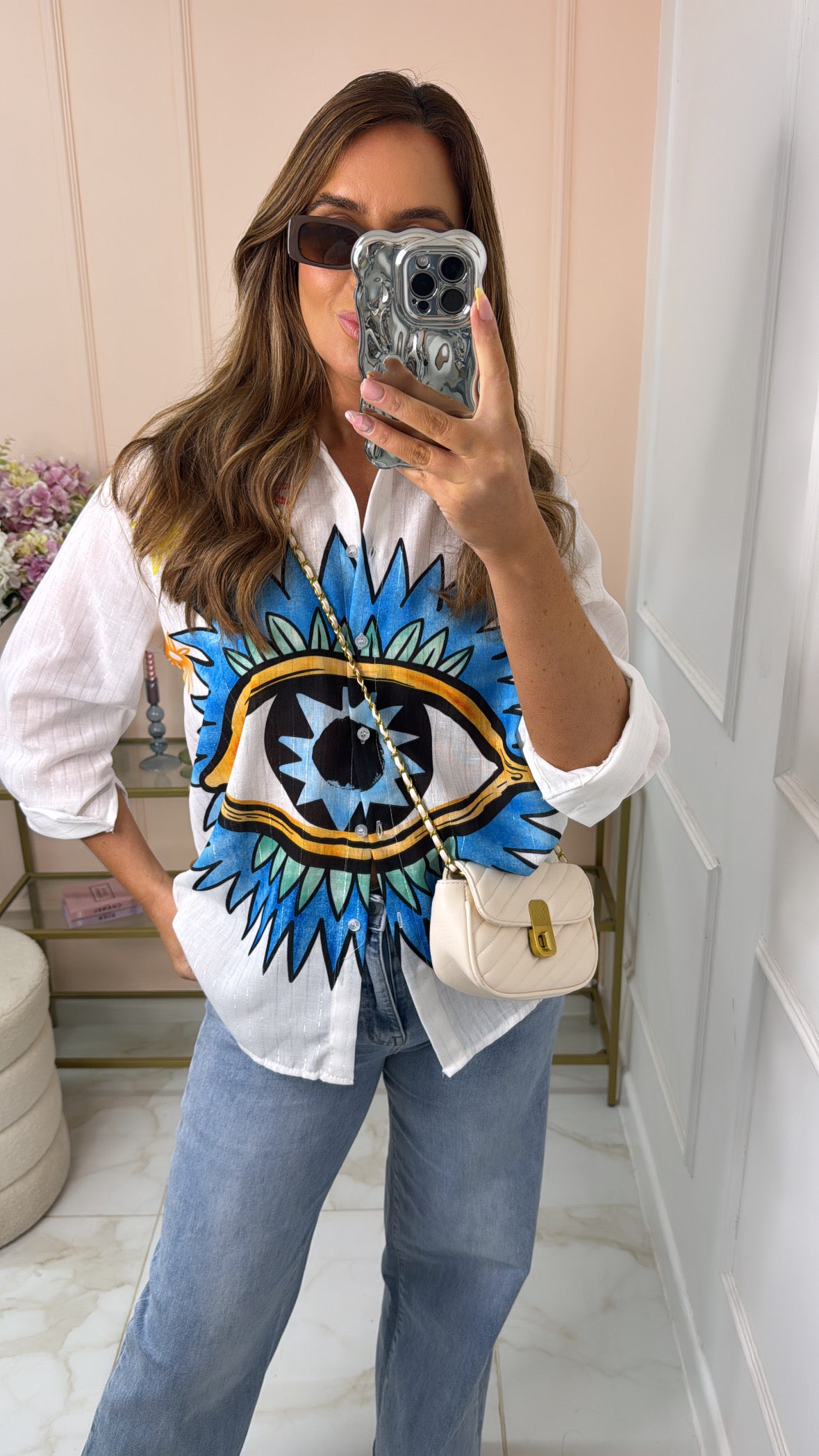 PIPER white eye printed shirt