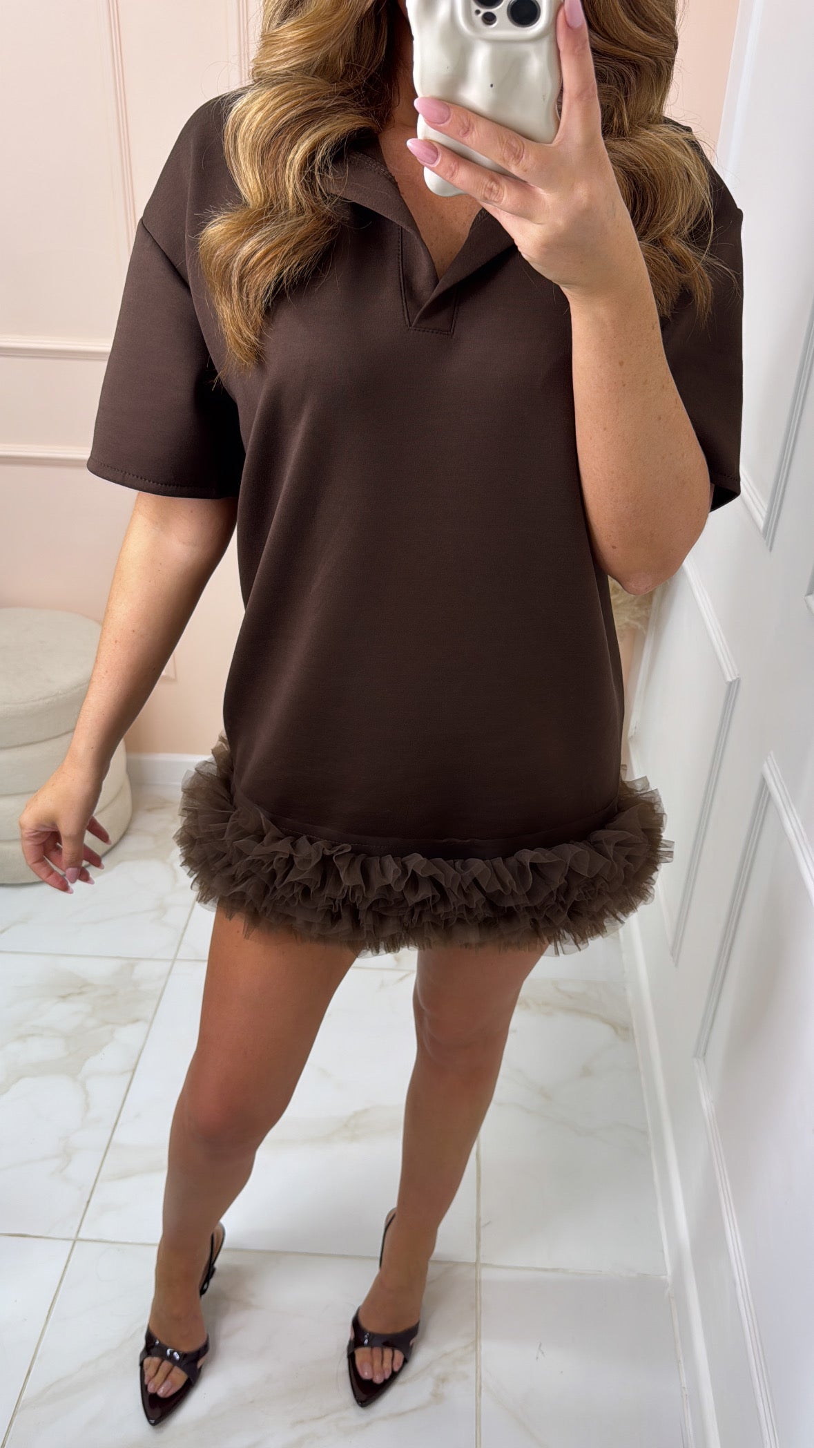 NADA brown tulle hem dress