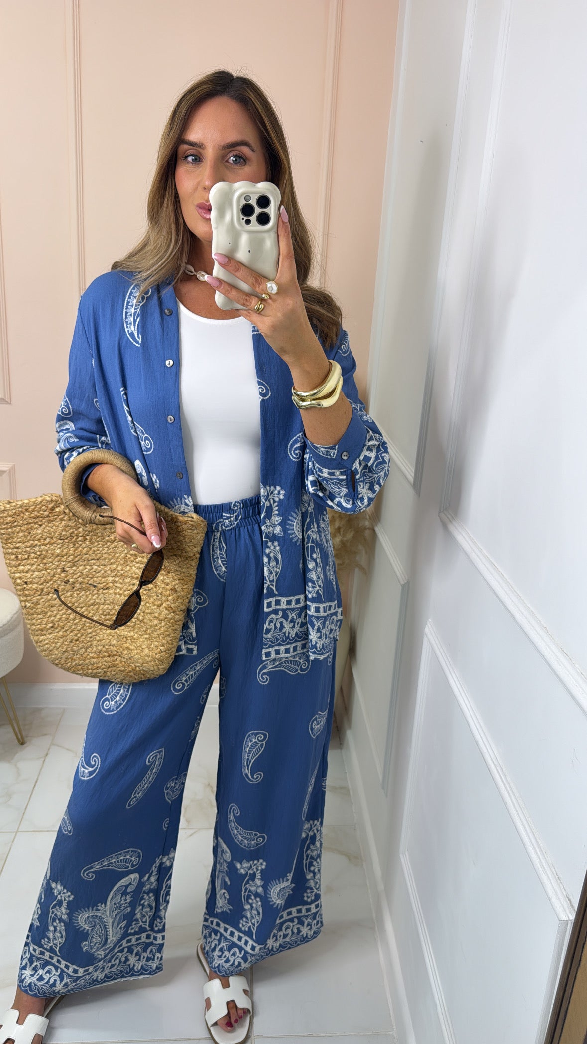MABEL blue paisley print trouser set