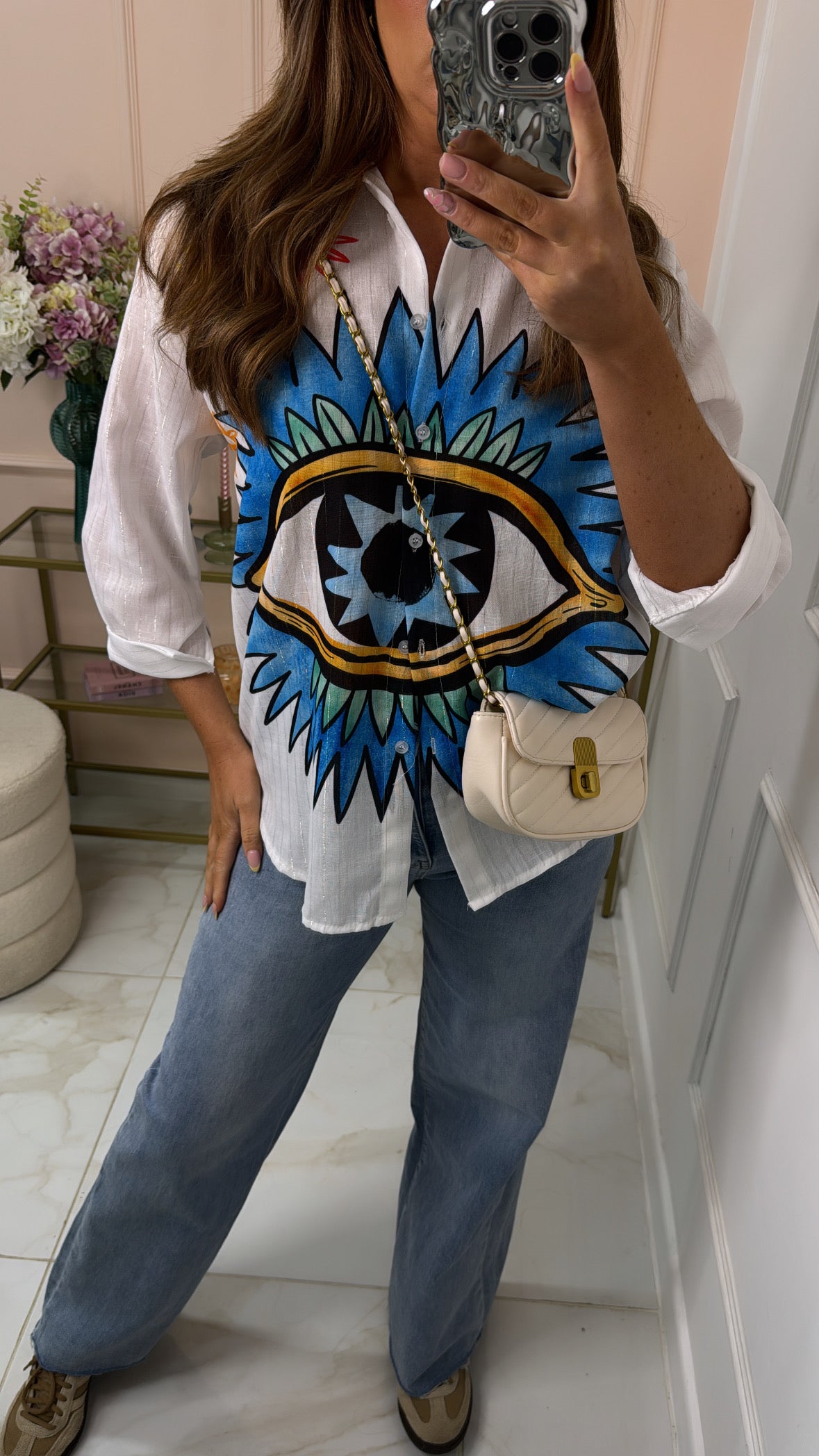 PIPER white eye printed shirt