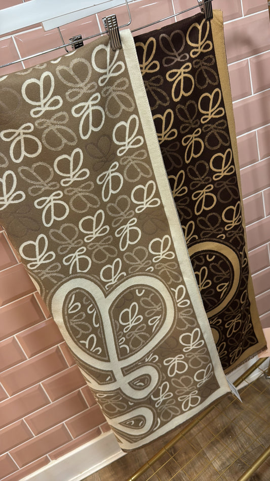JAYDA taupe printed motif scarf