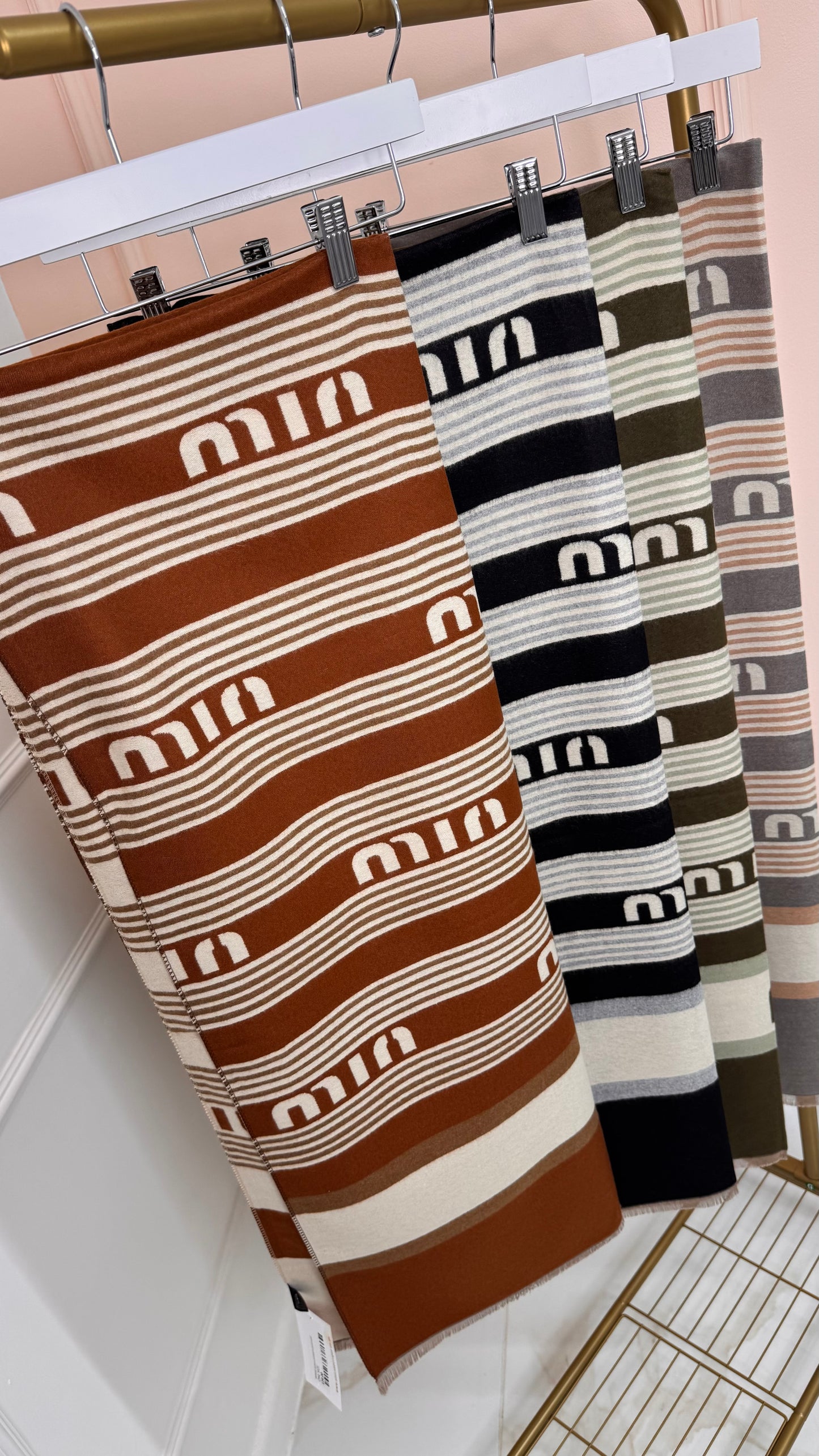 MINNIE brown printed m print scarf