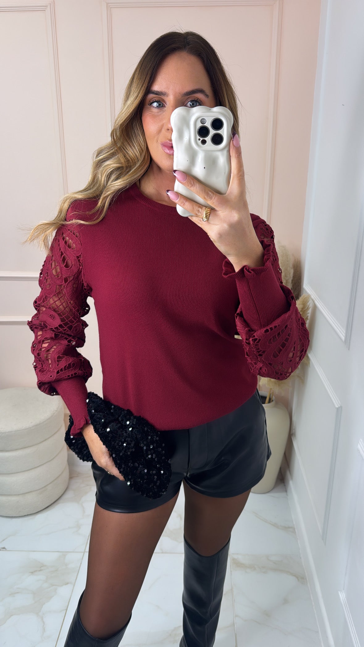 MERCY burguny lace sleeve jumper