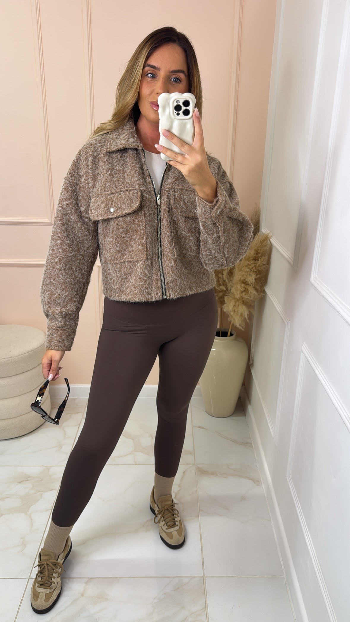 JAYLA camel cropped zip up jacket